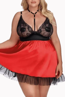 Babydoll rot schwarz Plus Size