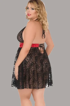 Babydoll schwarz rot Plus Size