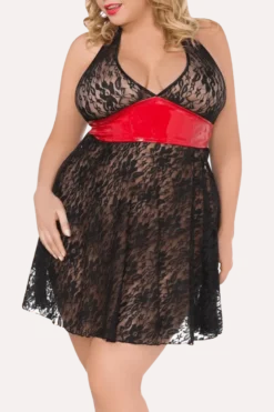 Babydoll schwarz rot Plus Size