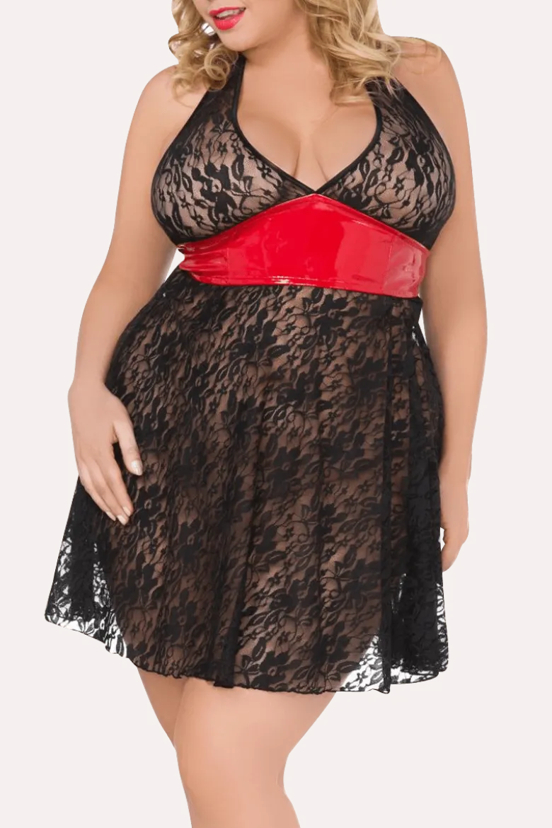 Babydoll schwarz rot Plus Size