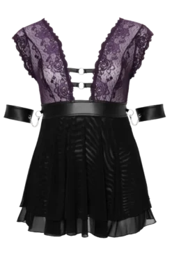 Bondage Babydoll Plus Size lila schwarz