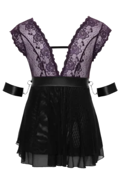 Bondage Babydoll Plus Size lila schwarz