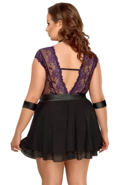 Bondage Babydoll Plus Size lila schwarz