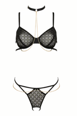 Dessous-Set schwarz-gold