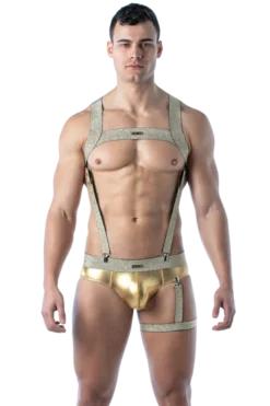 Herren Brust Harness gold