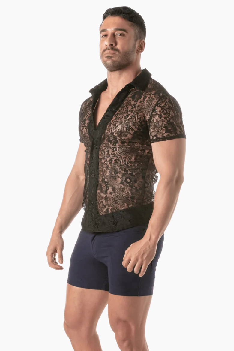 Kurzarm-Spitzenhemd Herren