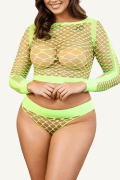 Liebeslust Netz-Set neongrün Plus Size