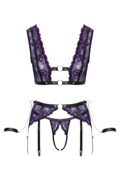 Ouvert Bondage-Set schwarz lila