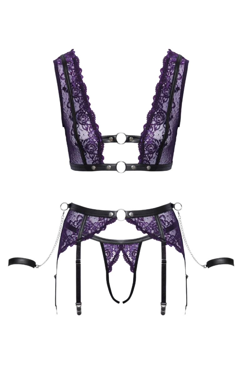 Ouvert Bondage-Set schwarz lila