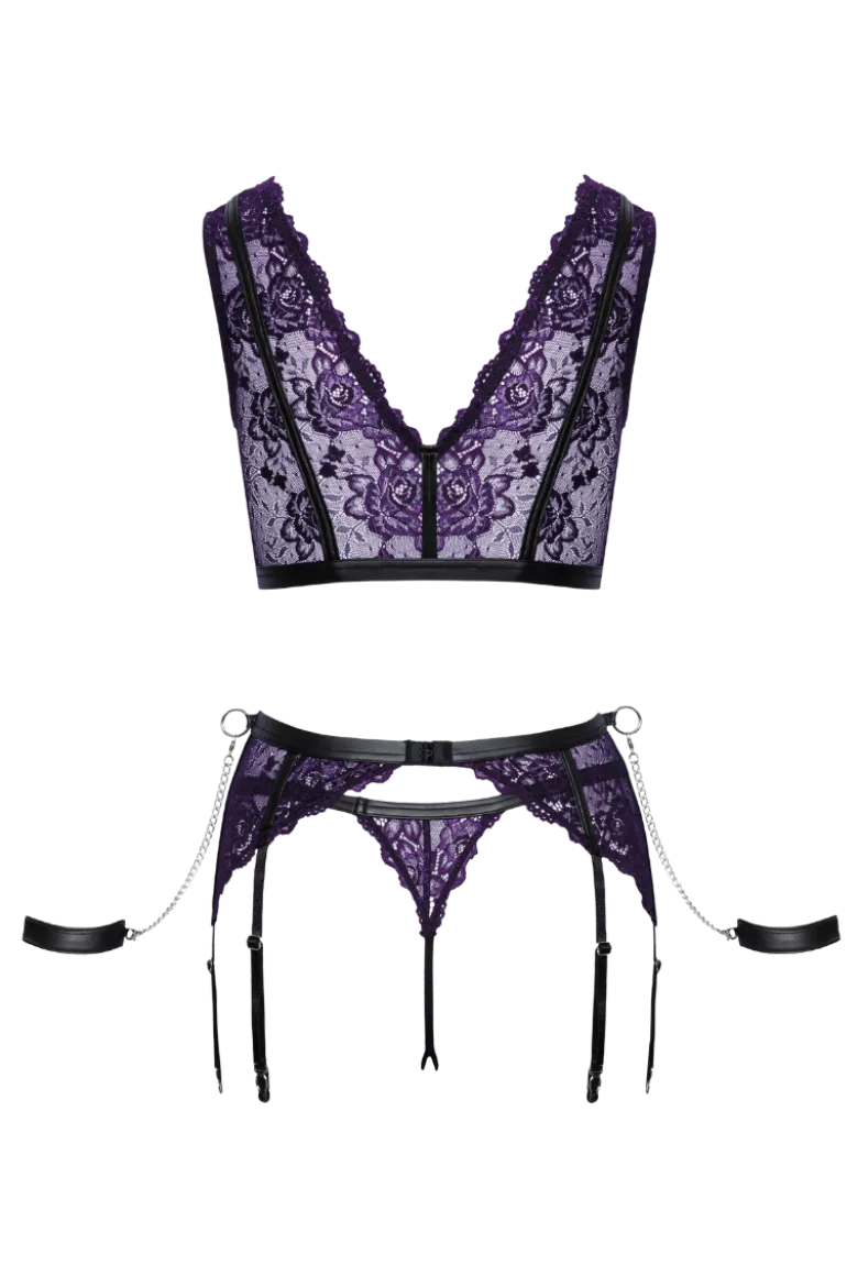 Ouvert Bondage-Set schwarz lila