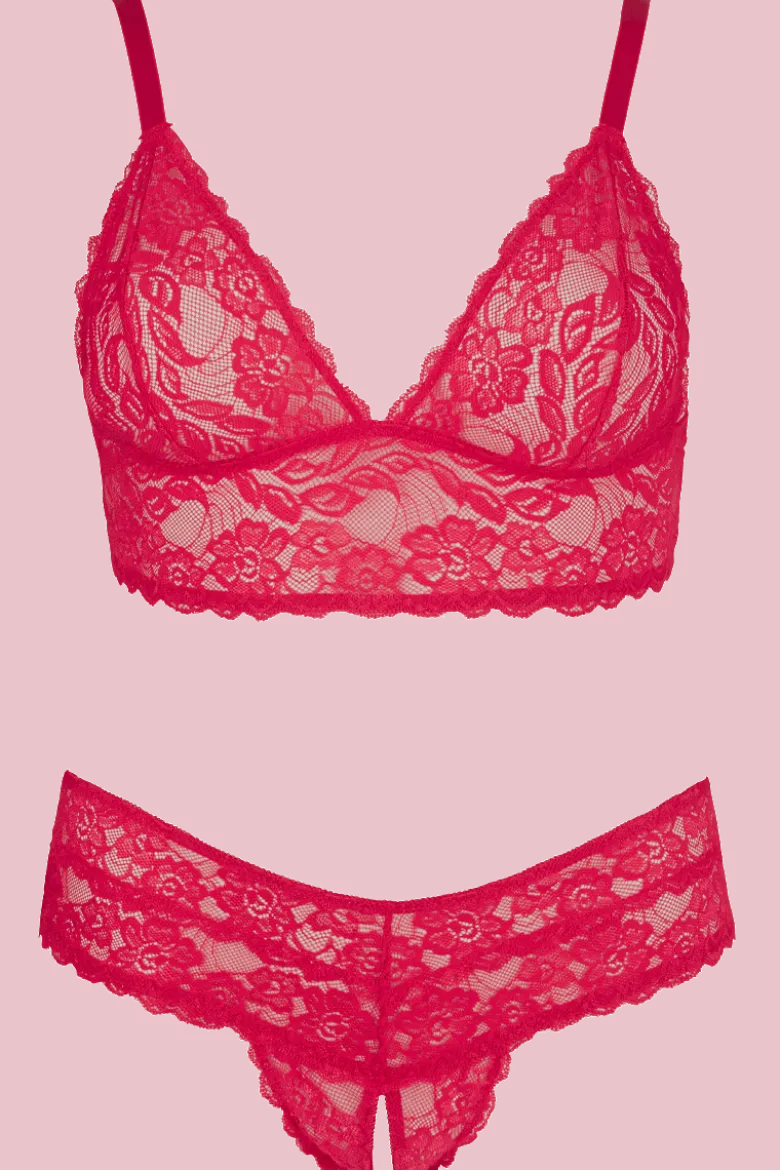 Ouvert Dessous Set rot Plus Size