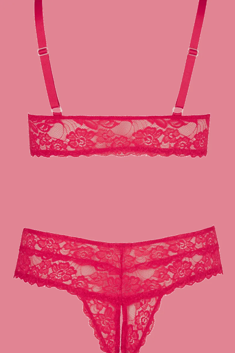 Ouvert Dessous Set rot Plus Size