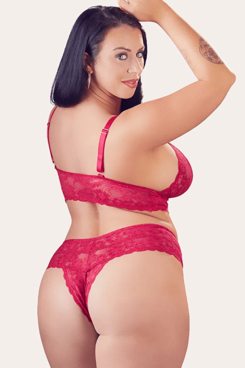 Ouvert Dessous Set rot Plus Size