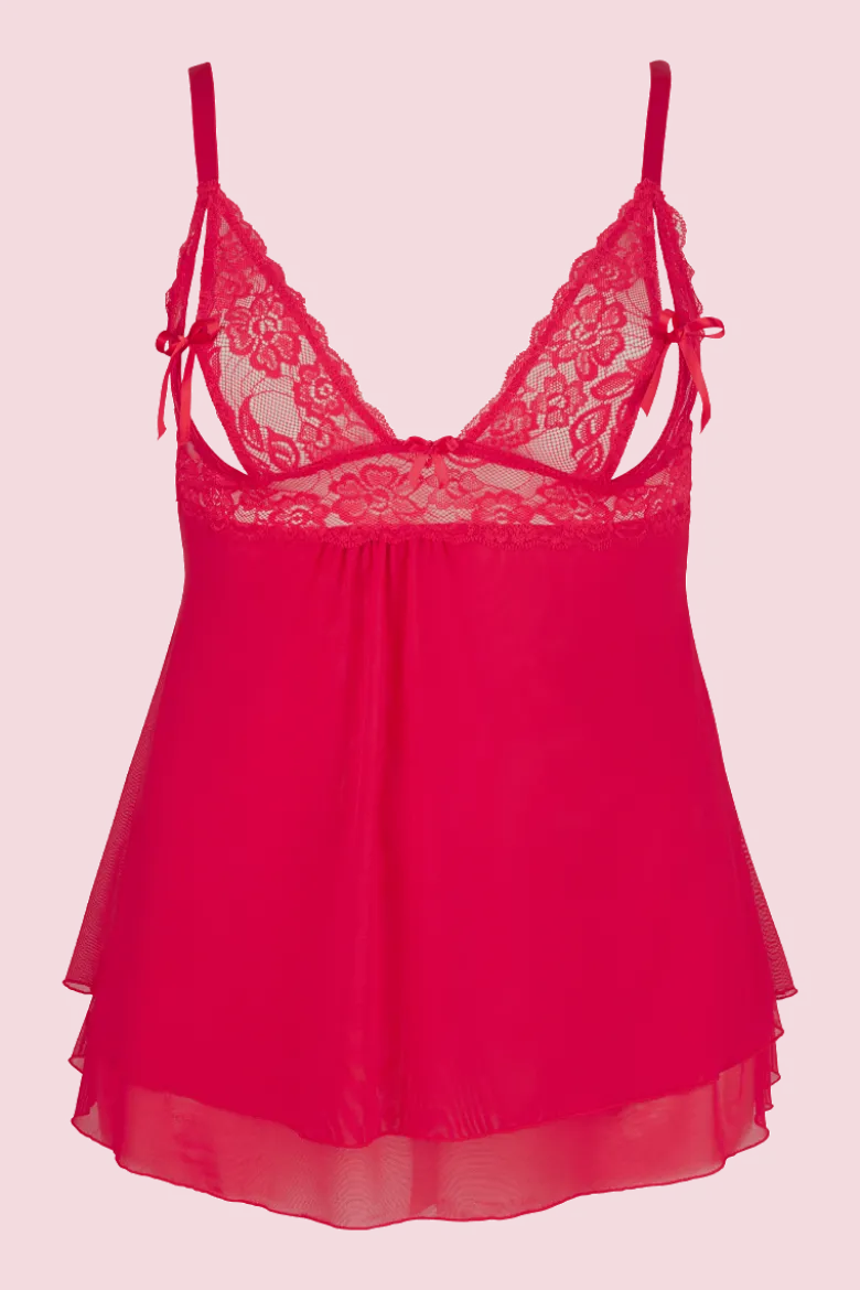 Rotes Babydoll Plus Size
