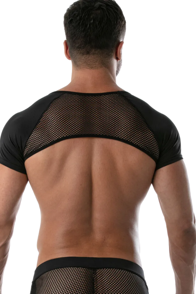 Schulter Harness Shirt mit Netz schwarz