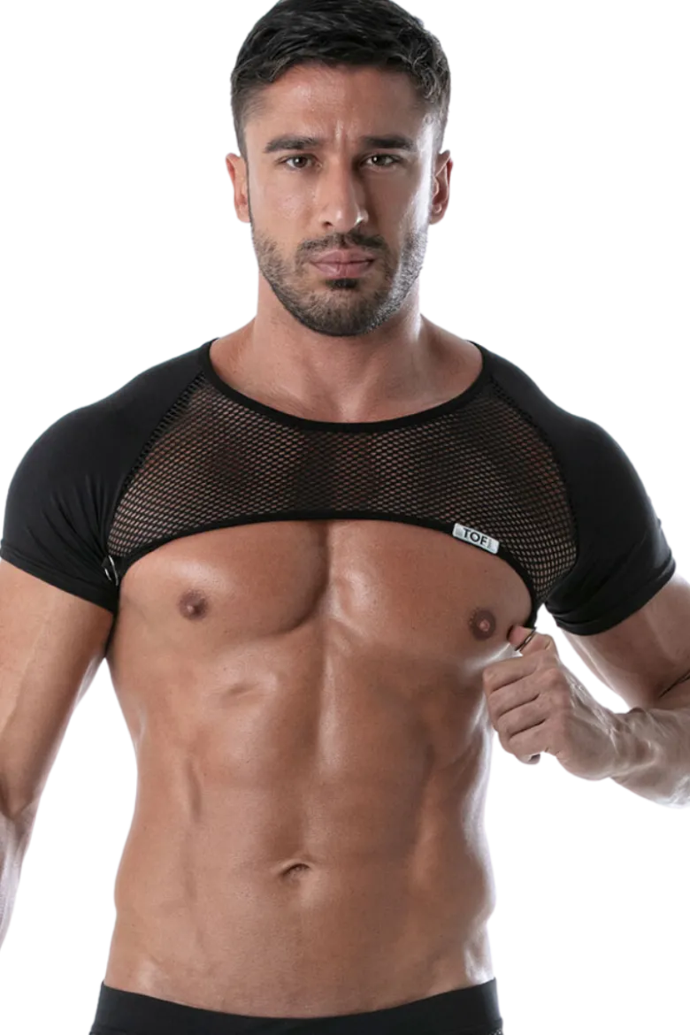 Schulter Harness Shirt mit Netz schwarz