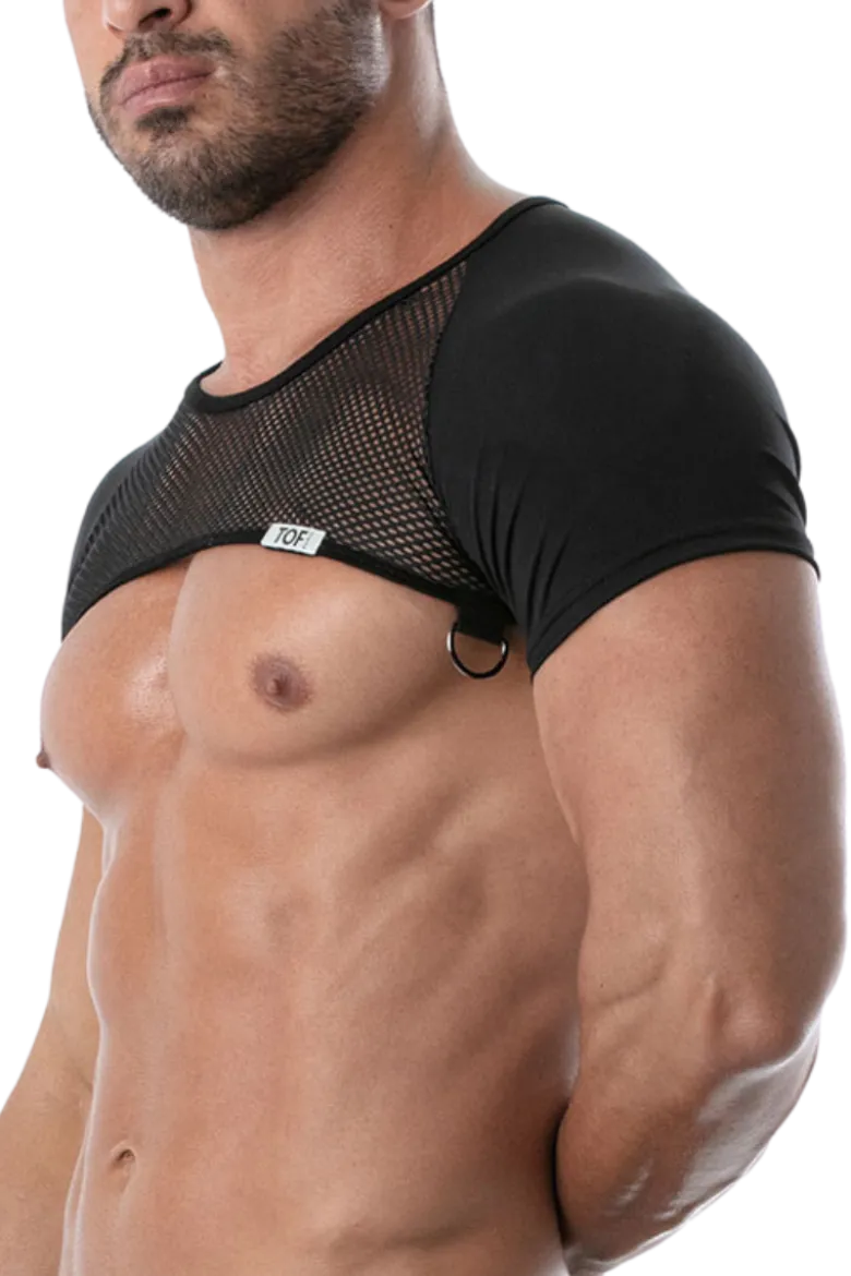 Schulter Harness Shirt mit Netz schwarz
