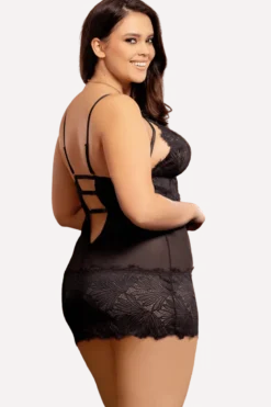 schwarzes Babydoll-Set Plus Size