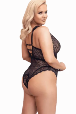 Spitzenbody mit Zierschnürung Plus Size