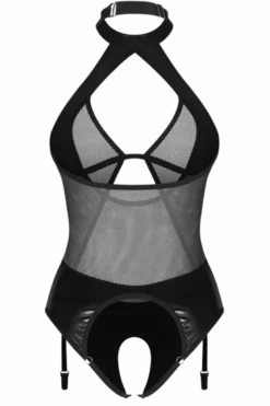 Strapsbody ouvert Netz- und Wetlook