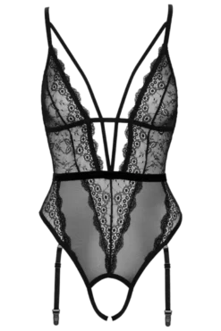 Strapsbody ouvert schwarz