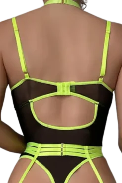 Strapsbody schwarz neon