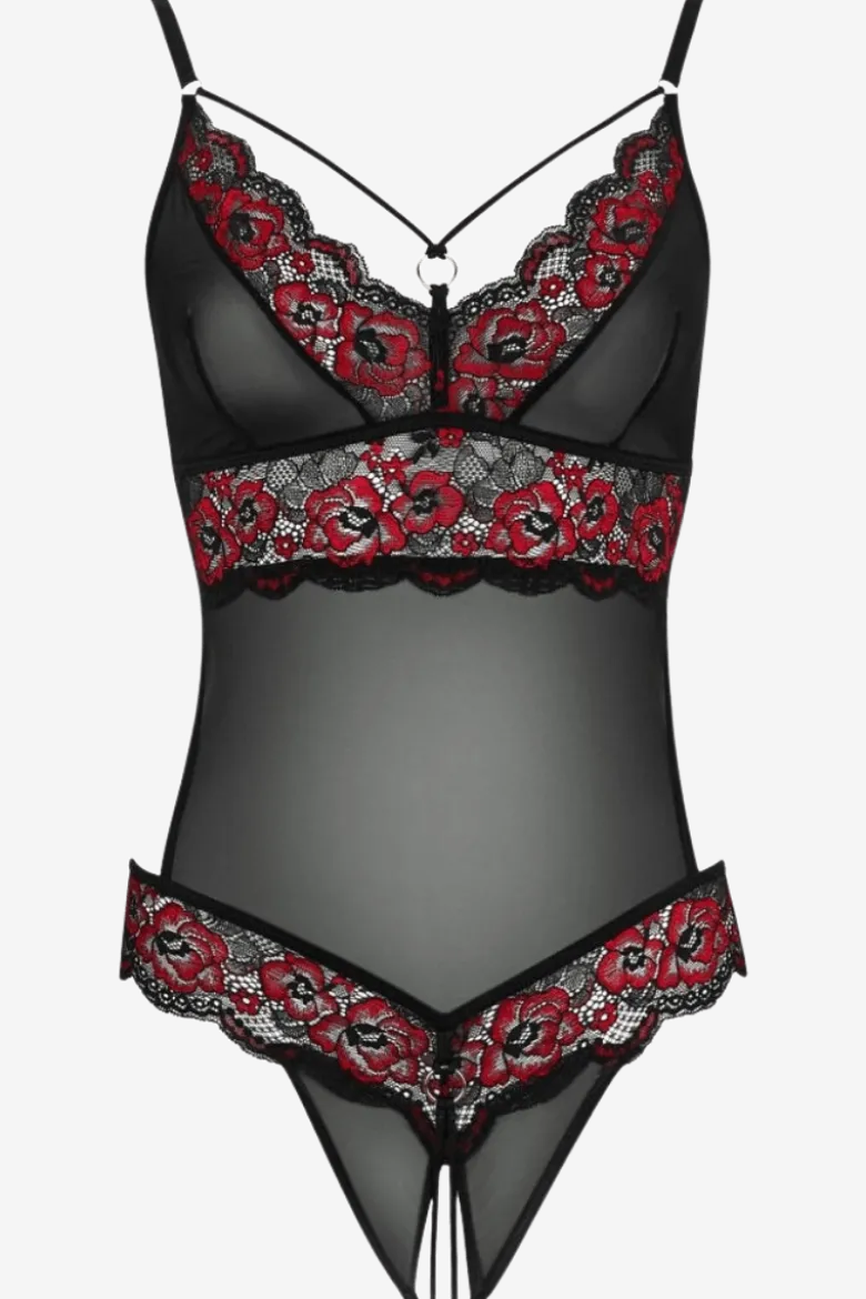 String-Body ouvert mit floraler Spitze