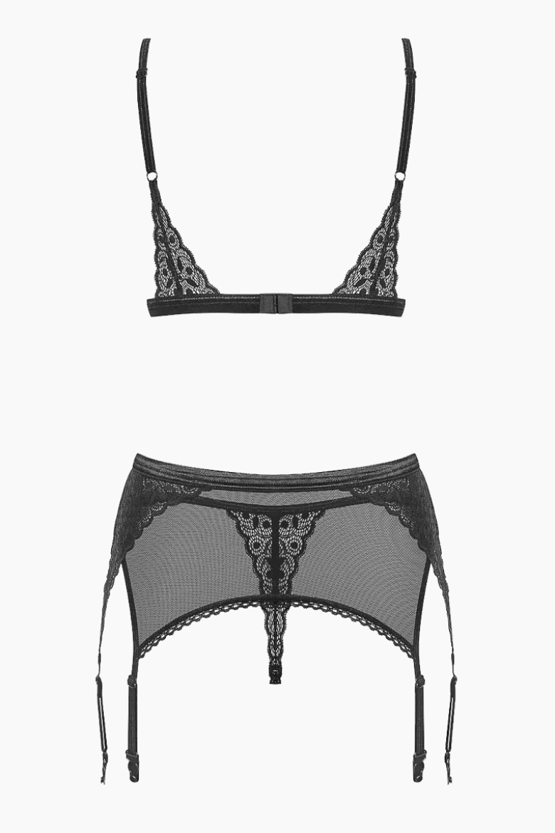 3tlg. Dessous Set aus Mesh Spitze