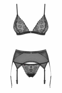 3tlg. Dessous Set aus Mesh Spitze