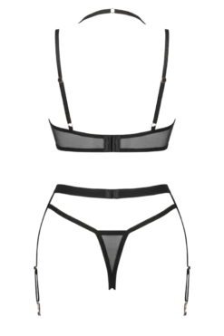3tlg. Dessous Set beige schwarz