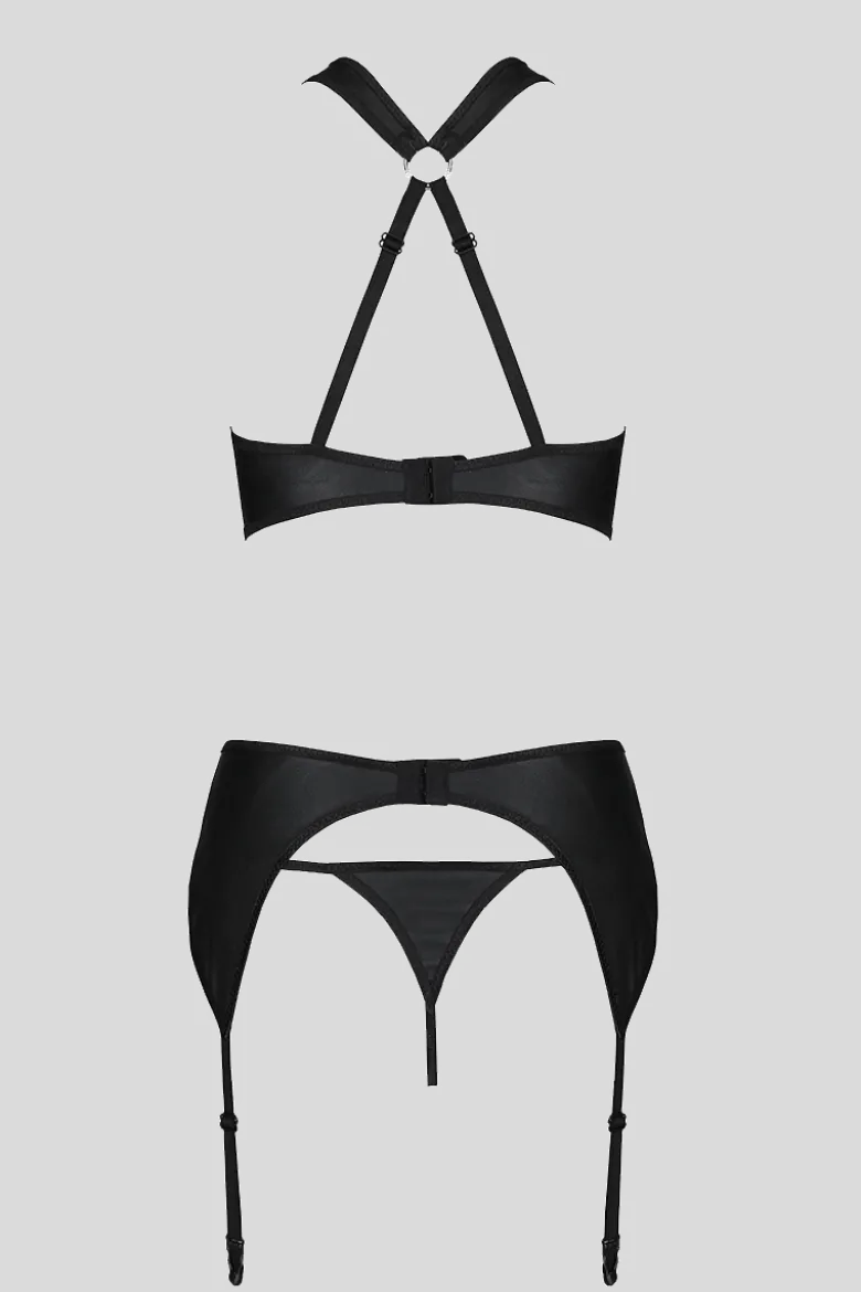 3tlg. Dessous Set mit Muster