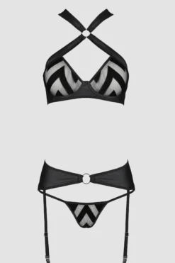 3tlg. Dessous Set mit Muster