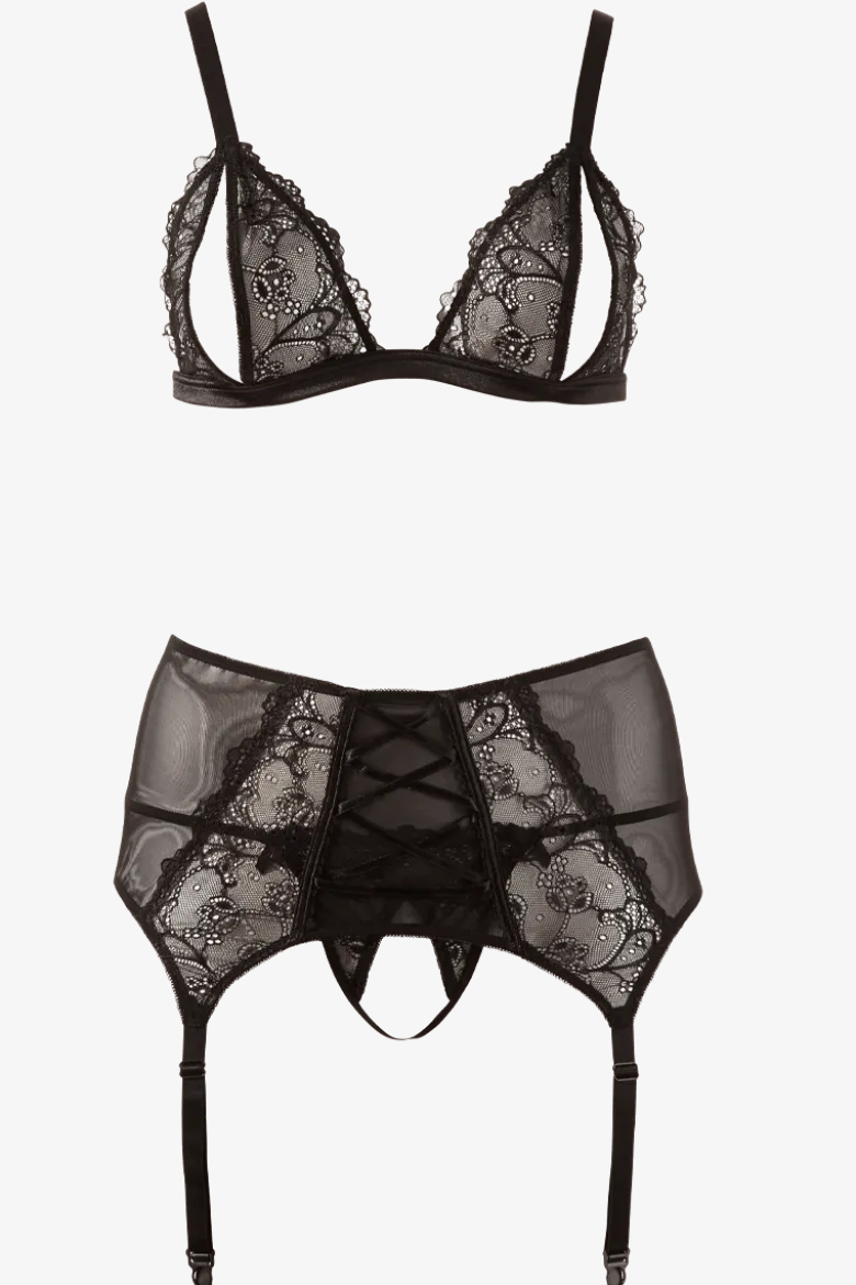 3tlg. Dessous Set Ouvert Plus Size