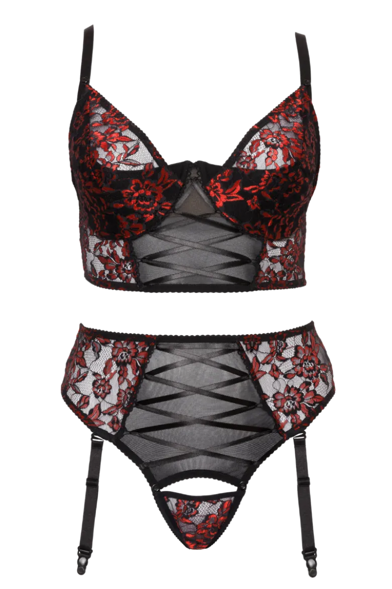 2tlg. Dessous Set Plus Size rot schwarz