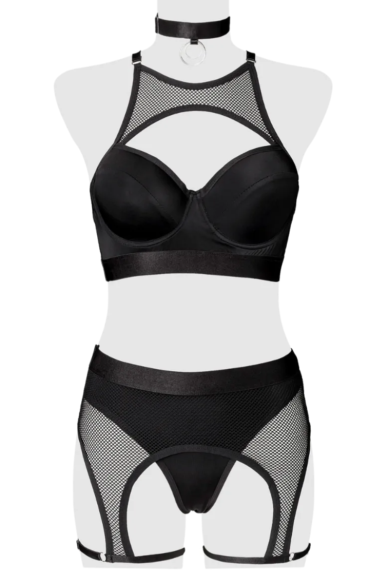 5tlg. Dessous Set schwarz