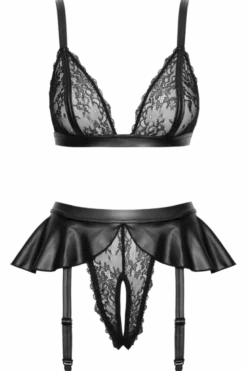 2tlg. Lingerie Set schwarz ouvert