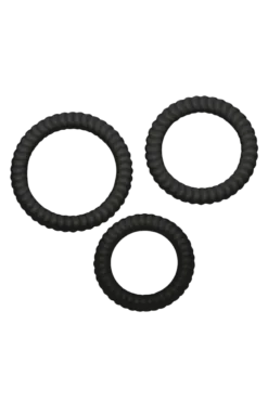 3tlg. Penisring-Set mit Rillen - Ø 2,6/3/3,5cm