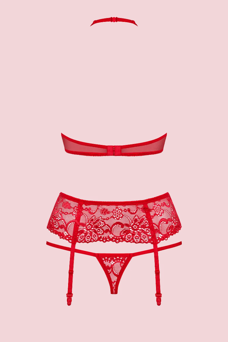 3tlg. rotes Dessous Set