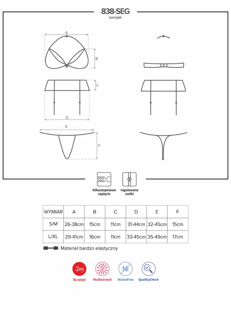 3tlg. rotes Dessous Set