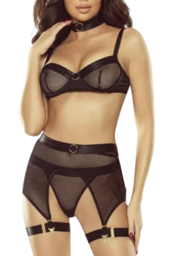5tlg. schwarzes BH-Netz Set