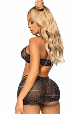 3tlg. Set in schwarz mit Strass