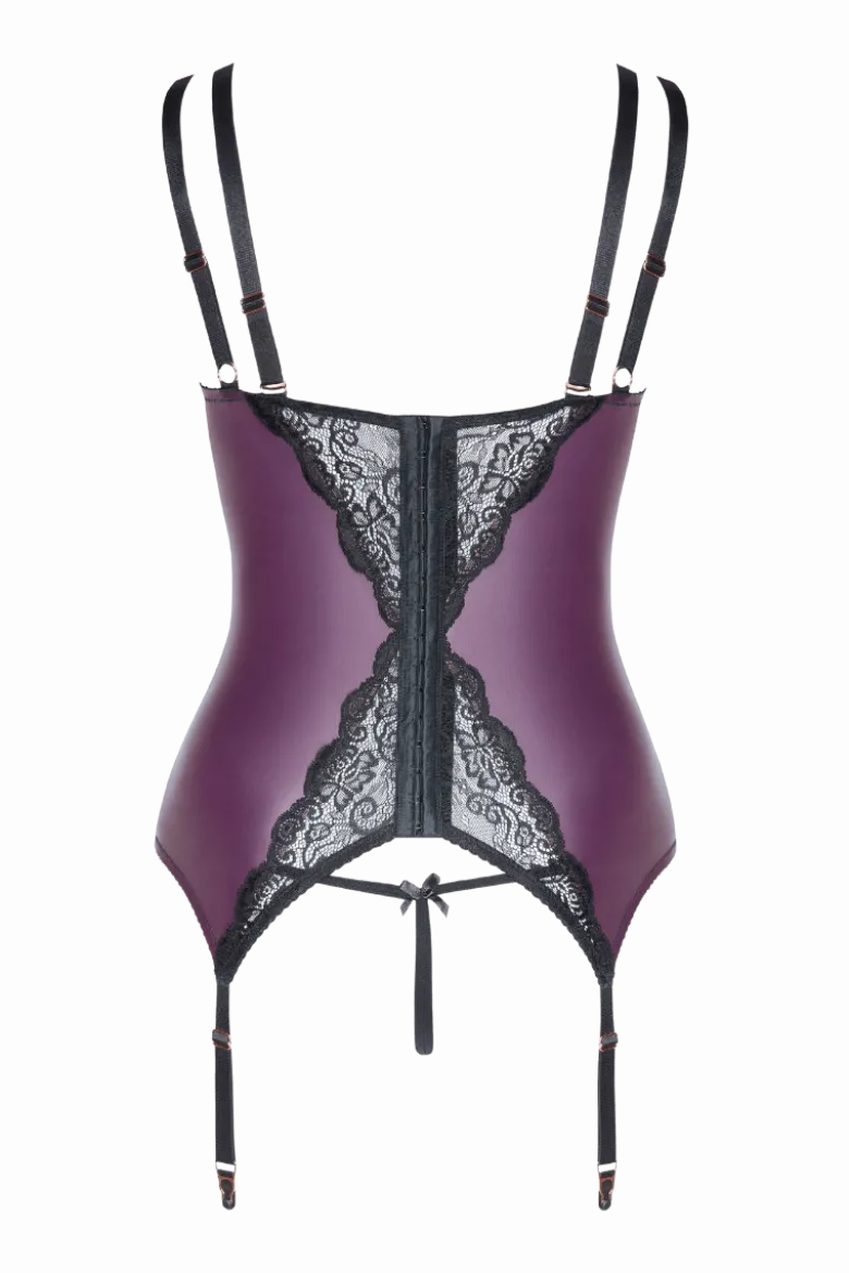 2tlg Strapshemd-Set lila/schwarz