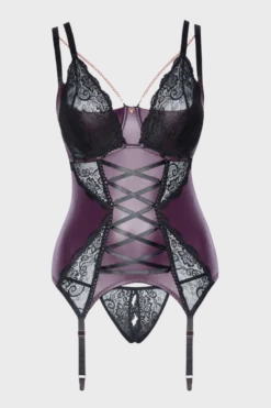 2tlg Strapshemd-Set lila/schwarz