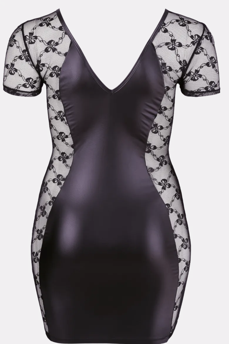 Wetlook Kleid mit Spitze Plus Size