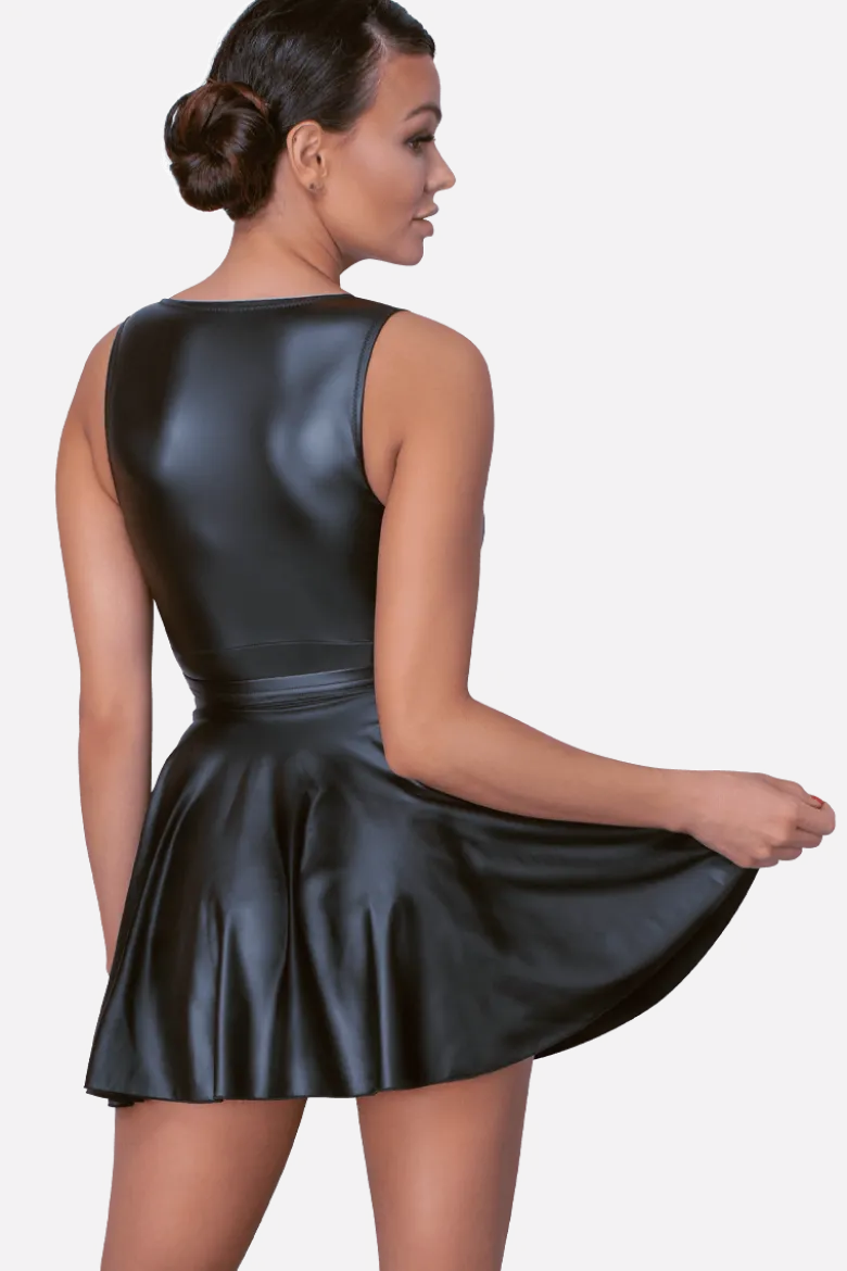 Wetlook Kleid mit Taillengürtel