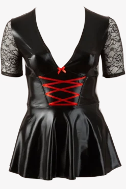 Wetlook Minikleid mit Spitze Plus Size
