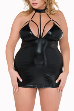 Wetlook Neckholder Chemise Plus Size