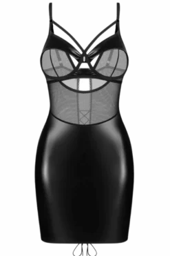 Wetlook-Netz Negligé mit String