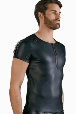 Wetlook Shirt mit Reißverschluss