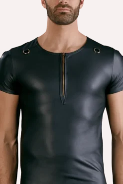Wetlook Shirt mit Reißverschluss